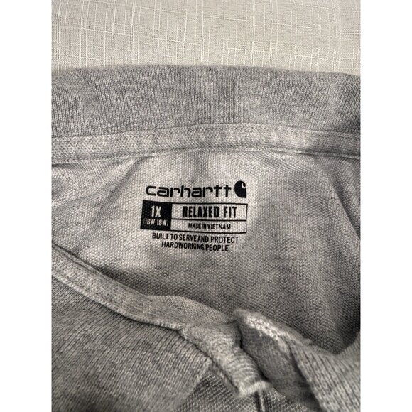 Carhartt Polo Shirt Men’s 1X Gray Relaxed Fit Pocket Logo Short Sleeve - Picture 6 of 11